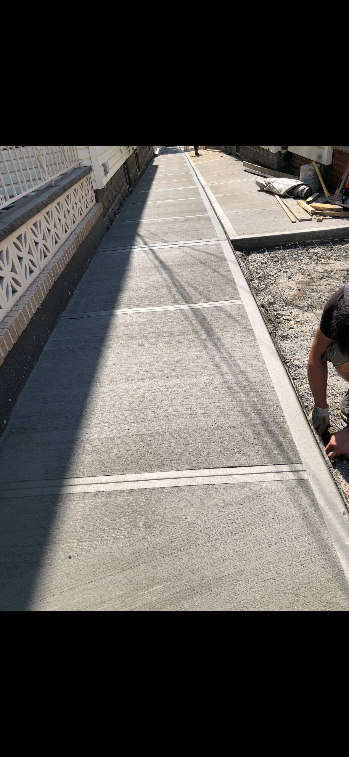 Fresh cement sidewalk