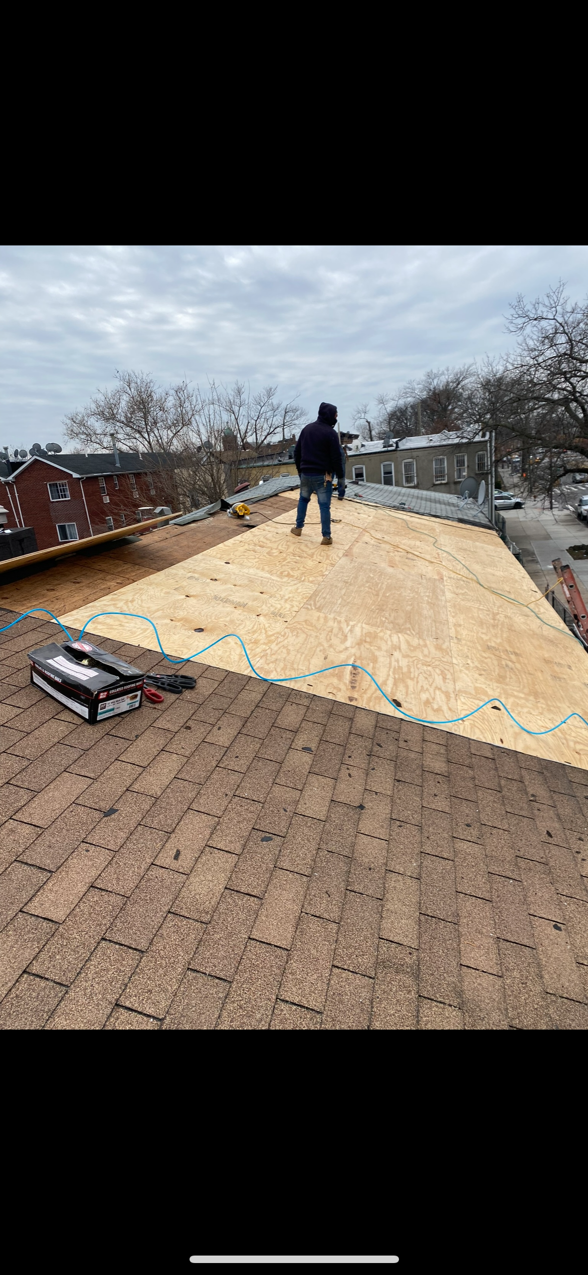 Roofing work in progress