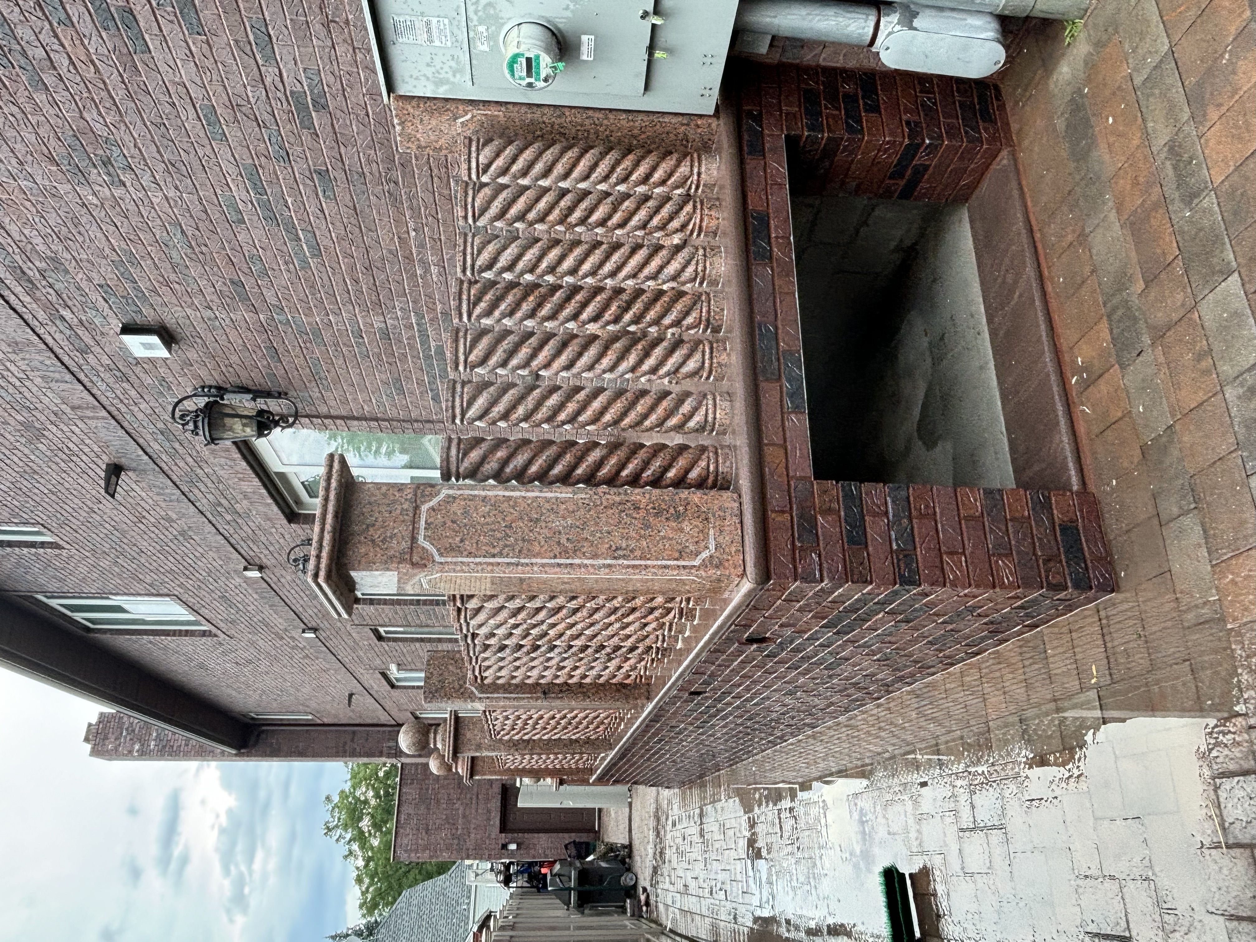 Granite steps with brick accents